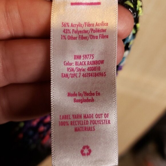 Justice Girls Black Cropped New Sweater With Multi Color Threads Large - Picture 6 of 7